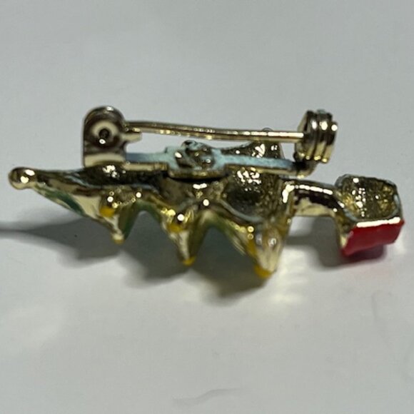 Classic Holiday Christmas Tree in Pot Brooch Pin Glittered Texture .75"x1.25" - Picture 9 of 10